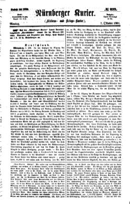 Nürnberger Kurier (Nürnberger Friedens- und Kriegs-Kurier) Montag 7. Oktober 1861