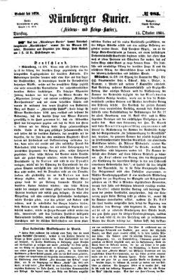 Nürnberger Kurier (Nürnberger Friedens- und Kriegs-Kurier) Dienstag 15. Oktober 1861