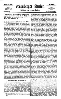 Nürnberger Kurier (Nürnberger Friedens- und Kriegs-Kurier) Donnerstag 17. Oktober 1861