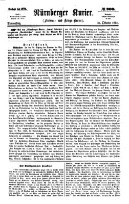 Nürnberger Kurier (Nürnberger Friedens- und Kriegs-Kurier) Donnerstag 31. Oktober 1861