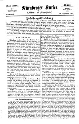 Nürnberger Kurier (Nürnberger Friedens- und Kriegs-Kurier) Samstag 28. Dezember 1861