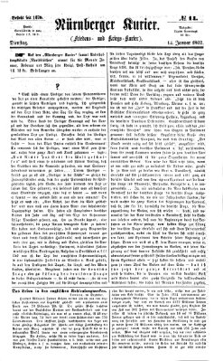 Nürnberger Kurier (Nürnberger Friedens- und Kriegs-Kurier) Dienstag 14. Januar 1862