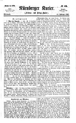 Nürnberger Kurier (Nürnberger Friedens- und Kriegs-Kurier) Mittwoch 12. Februar 1862