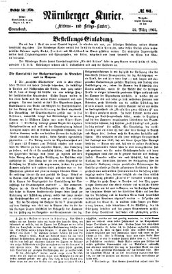 Nürnberger Kurier (Nürnberger Friedens- und Kriegs-Kurier) Samstag 22. März 1862