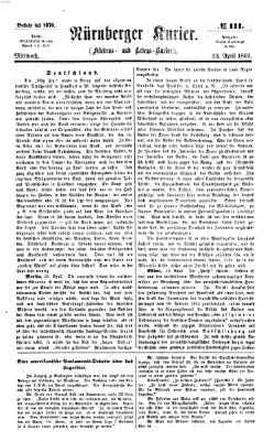 Nürnberger Kurier (Nürnberger Friedens- und Kriegs-Kurier) Mittwoch 23. April 1862