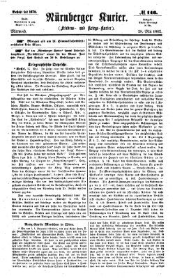 Nürnberger Kurier (Nürnberger Friedens- und Kriegs-Kurier) Mittwoch 28. Mai 1862