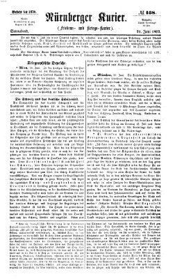 Nürnberger Kurier (Nürnberger Friedens- und Kriegs-Kurier) Samstag 21. Juni 1862