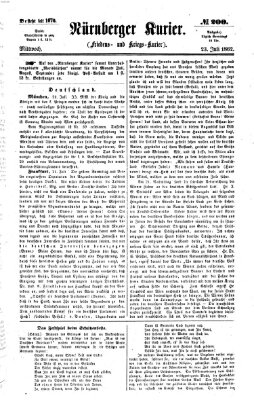 Nürnberger Kurier (Nürnberger Friedens- und Kriegs-Kurier) Mittwoch 23. Juli 1862