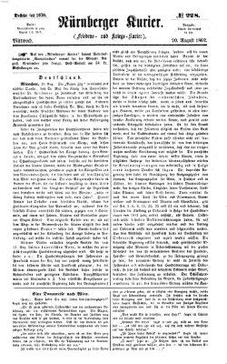 Nürnberger Kurier (Nürnberger Friedens- und Kriegs-Kurier) Mittwoch 20. August 1862