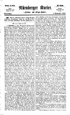 Nürnberger Kurier (Nürnberger Friedens- und Kriegs-Kurier) Donnerstag 4. September 1862
