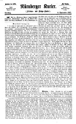 Nürnberger Kurier (Nürnberger Friedens- und Kriegs-Kurier) Dienstag 9. September 1862