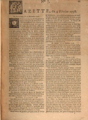 Gazette (Gazette de France) Samstag 4. Februar 1758