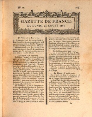 Gazette de France Montag 22. August 1763