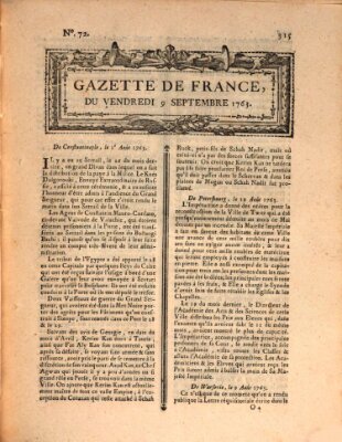 Gazette de France Freitag 9. September 1763