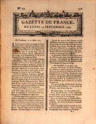 Gazette de France Montag 19. September 1763