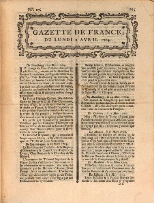Gazette de France Montag 2. April 1764