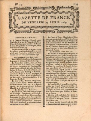 Gazette de France Freitag 27. April 1764
