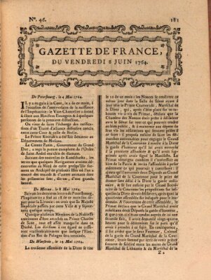 Gazette de France Freitag 8. Juni 1764