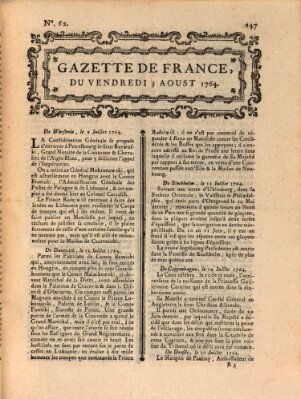 Gazette de France Freitag 3. August 1764