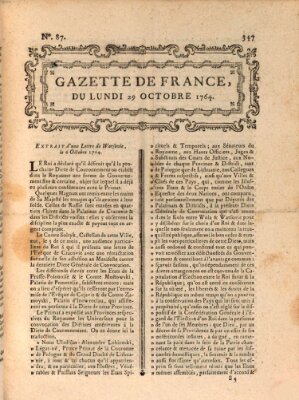Gazette de France Montag 29. Oktober 1764
