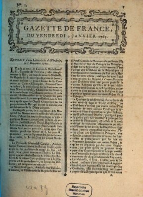 Gazette de France Freitag 4. Januar 1765