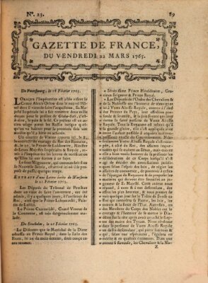 Gazette de France Freitag 22. März 1765