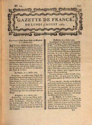 Gazette de France Montag 5. August 1765