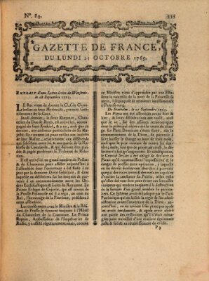 Gazette de France Montag 21. Oktober 1765