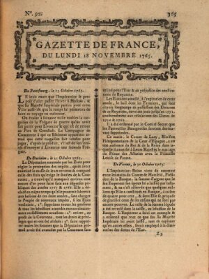 Gazette de France Montag 18. November 1765