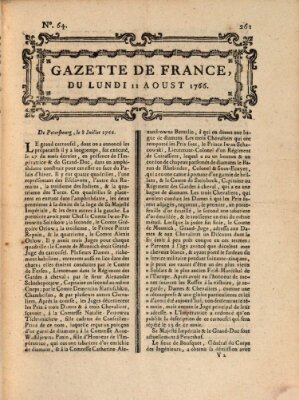 Gazette de France Montag 11. August 1766