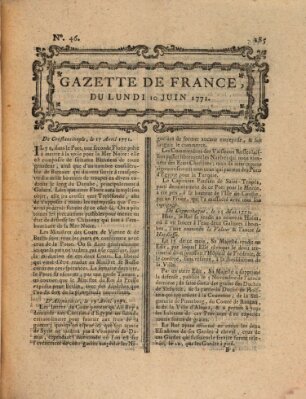 Gazette de France Montag 10. Juni 1771
