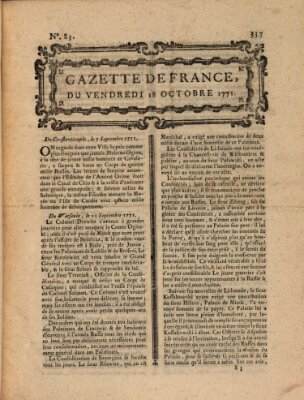 Gazette de France Freitag 18. Oktober 1771