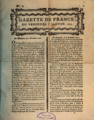 Gazette de France Freitag 1. Januar 1773