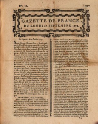 Gazette de France Montag 27. September 1773
