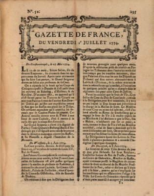 Gazette de France Freitag 1. Juli 1774