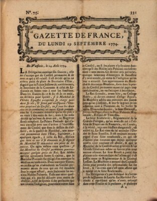 Gazette de France Montag 19. September 1774