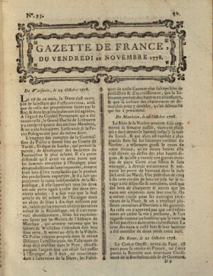 Gazette de France Dienstag 20. Oktober 1778