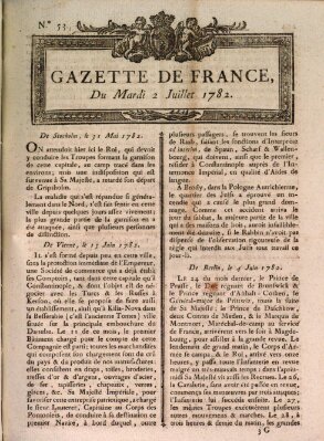 Gazette de France Dienstag 2. Juli 1782