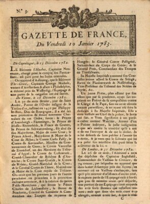 Gazette de France Freitag 10. Januar 1783