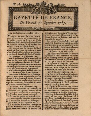 Gazette de France Freitag 30. September 1785