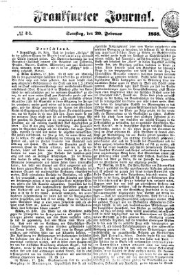 Frankfurter Journal Samstag 20. Februar 1858