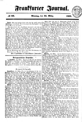 Frankfurter Journal Montag 15. März 1858
