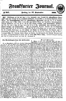 Frankfurter Journal Freitag 17. September 1858
