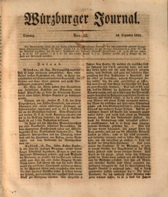 Würzburger Journal Dienstag 24. Dezember 1833