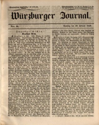 Würzburger Journal Sonntag 10. Februar 1839