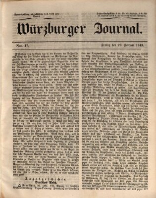 Würzburger Journal Samstag 23. Februar 1839