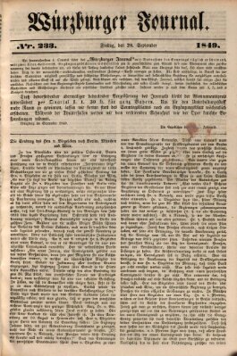 Würzburger Journal Samstag 28. September 1839