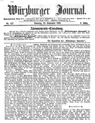 Würzburger Journal Samstag 22. September 1860