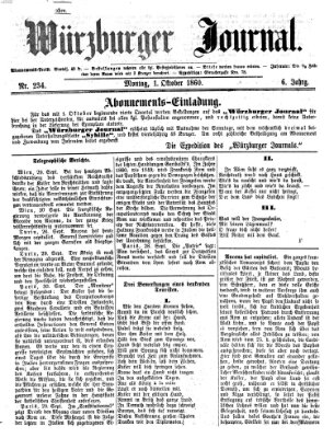 Würzburger Journal Montag 1. Oktober 1860
