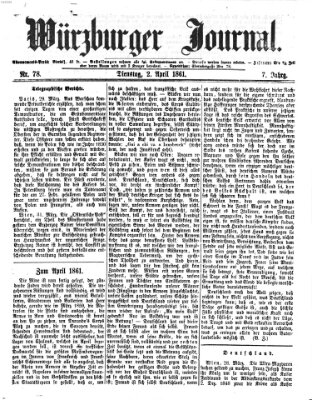 Würzburger Journal Dienstag 2. April 1861
